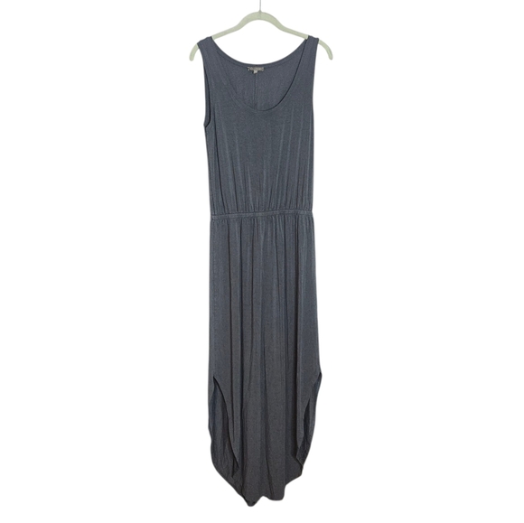 Lilla P Racing Stripe Maxi Tank Dress in Dolphin Gray Elastic Waist size Medium - Picture 4 of 11